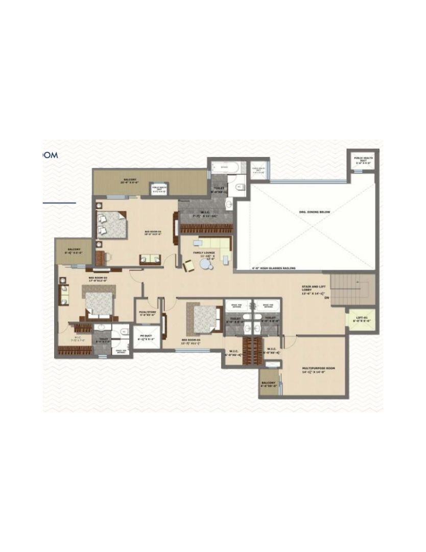 4 + 1BHK Penthouse Upper Floor