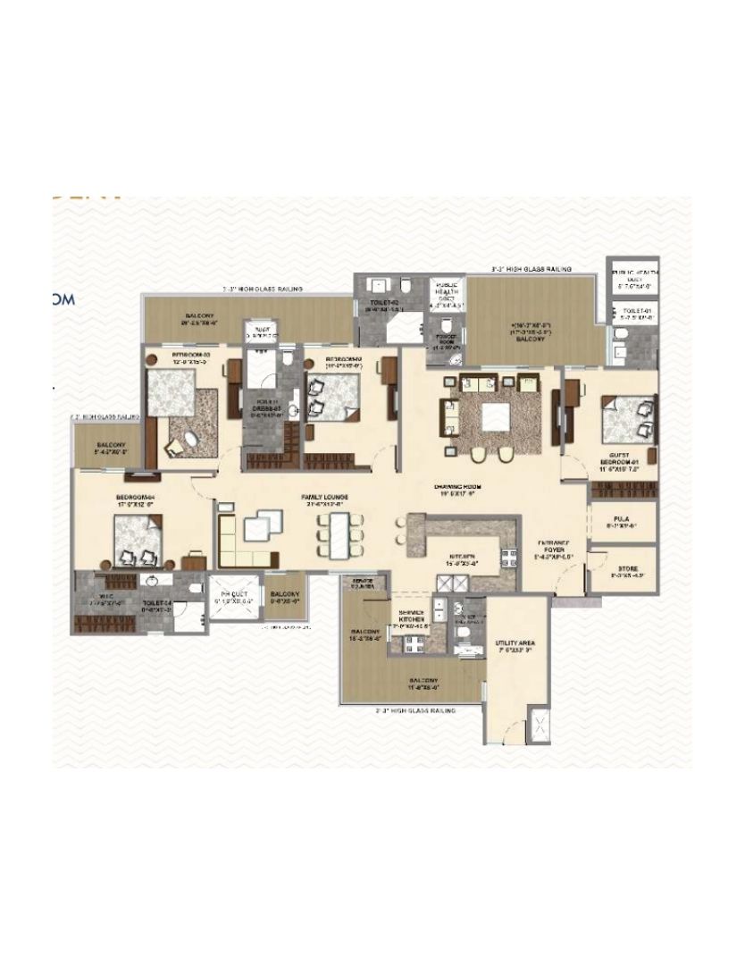 4 + 1BHK Independent Floor Plan