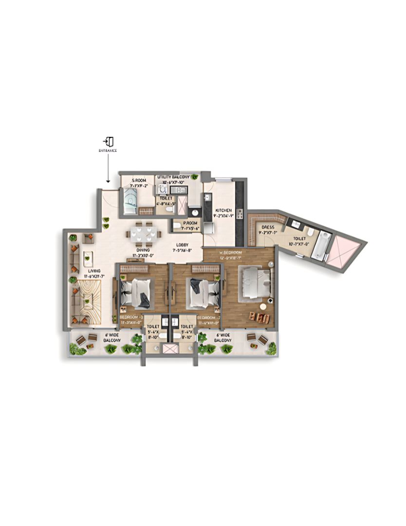 3BHK (Type- 04) Tower - J
