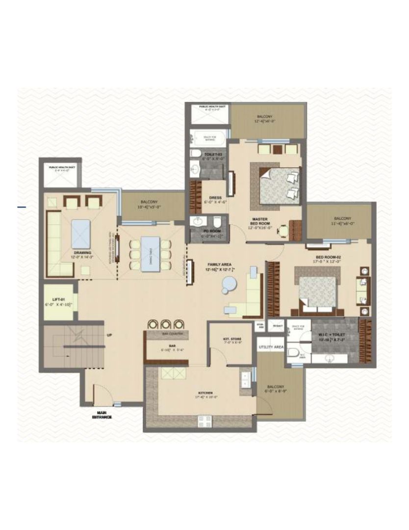 3 + 1BHK Penthouse Lower Floor