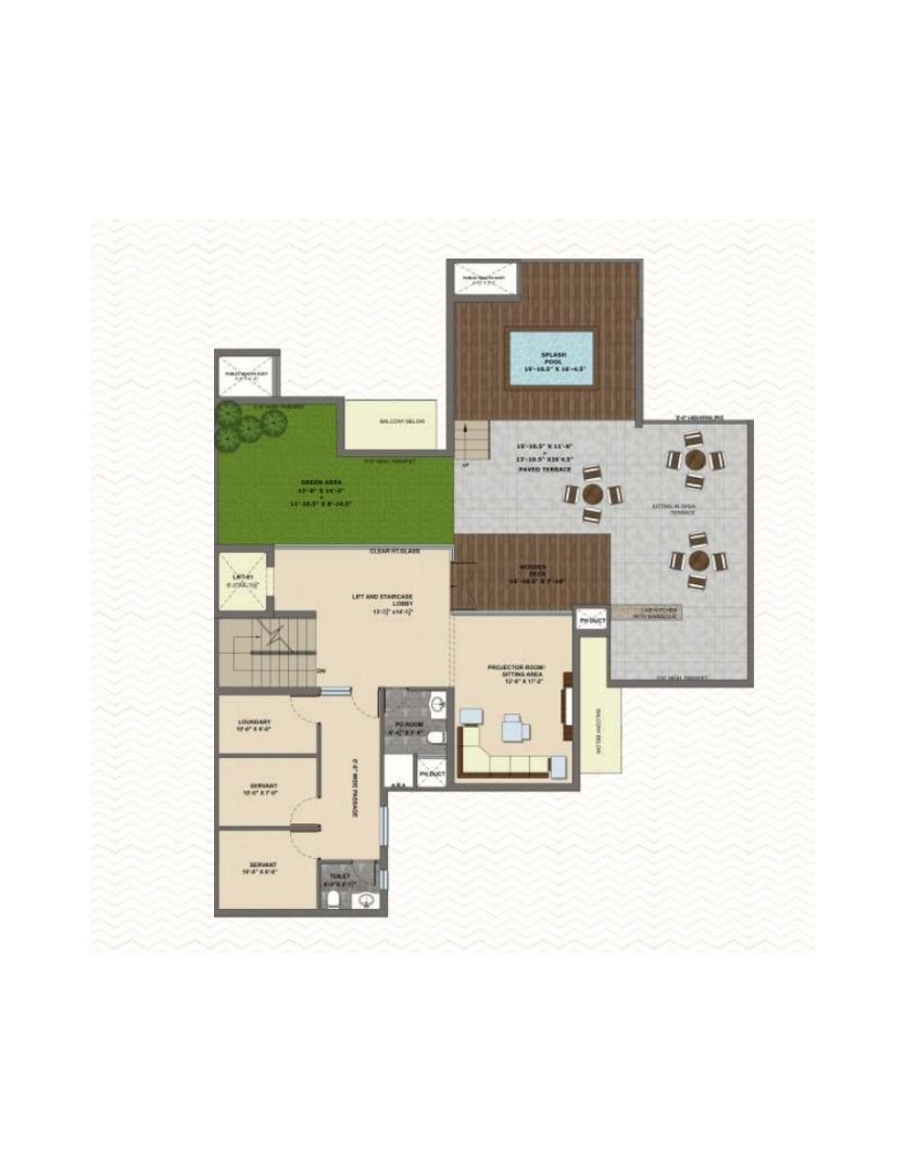 3 + 1BHK Penthouse Terrace